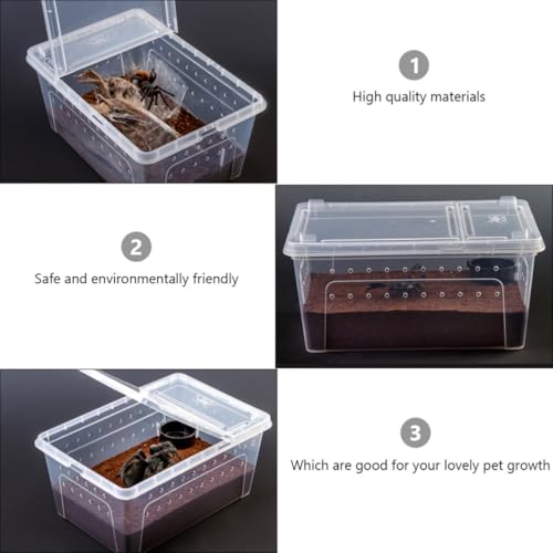 HOMSFOU Acrylic Reptile Feeding Box for Small Pets with High Surface Hardness and Safe Design, Climbing Pet Container Suitable for Living Foods and Transporting Animals Random Color