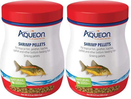Aqueon Shrimp Pellets Sinking Food for Tropical Fish, Goldfish, Loaches, Catfish and Other Bottom Feeding Fish, 6.5 Ounces (Pack of 2) - size: 6.5 Ounce (Pack of 2)
