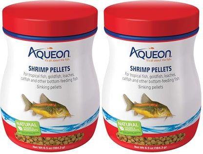 Aqueon Shrimp Pellets Sinking Food for Tropical Fish, Goldfish, Loaches, Catfish and Other Bottom Feeding Fish, 6.5 Ounces (Pack of 2) - size: 6.5 Ounce (Pack of 2)