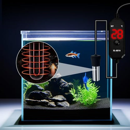 MiOYOOW Aquarium Heater, 15/25W USB Fish Tank Heater with LED Digital Temperature Display for Tanks Under 3/5L