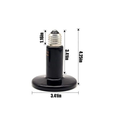 Reptile Heating Lamp Bulb 2pcs Amphibian Ceramic Heat Emitter (Black, 100W) | No light Emitted, long-lasting, No Nose Rapid Heating for lizard chameleon dragon turtle, Amphibian, Poultry ,Cat, in winter