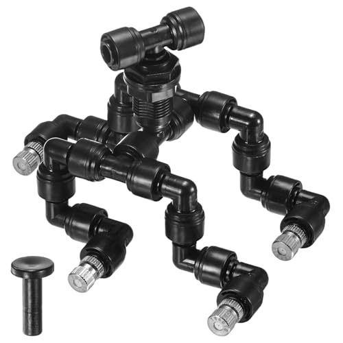 M METERXITY Reptile Mister Nozzles, 0.6mm Pore Copper 1/4" Four-Head Reptile Misting Spray Nozzle with Plug for Terrarium/Vivarium, 360 Degree Adjustable Detachable Nozzles [Black]