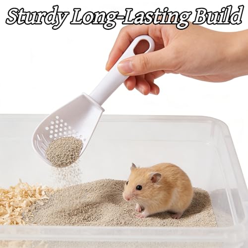 3 Piece Set Small Animal Litter Scoop Red White Black Plastic Mesh Scooper Hamster Cage Accessories Litter Sifter with Small Holes for Sand Bath