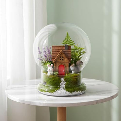 2 Pack Round Glass Cloche Domes with Air Hole and Base, 4.6 X 6.6 Inches Clear Terrarium Planter, Cloche Planters, Terrarium Bell Jar, Humidity Dome for Plants, Borosilicate Glass