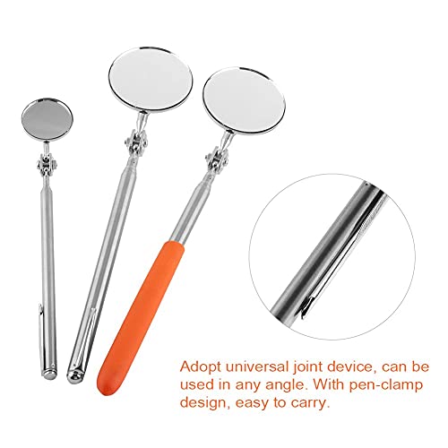 Aramox Telescoping Inspection Mirror, 30mm & 50mm, Vehicle Repairing, Water 360 Rotation, Silver