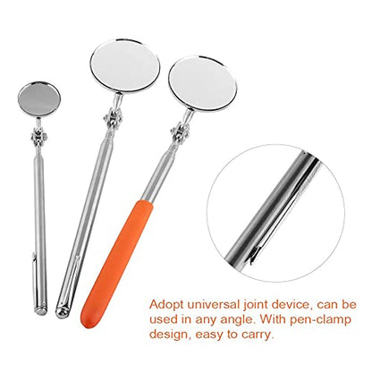 Aramox Telescoping Inspection Mirror, 30mm & 50mm, Vehicle Repairing, Water 360 Rotation, Silver