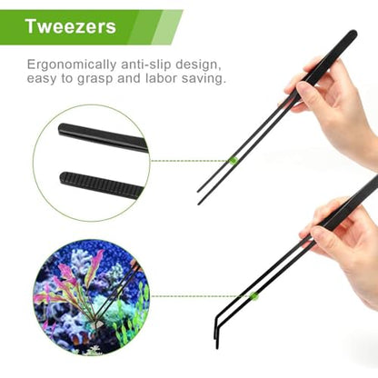 KABASI 4 in 1 Aquarium Coral Feeder Kit, 2PCS Coral Feeder with Tweezers | SPS Coral Feeder Long Arcylic Marine Reef Aquarium Syringe Liquid Fertilizer HPS Tube for Reef/Anemones/Eels/Lionfish