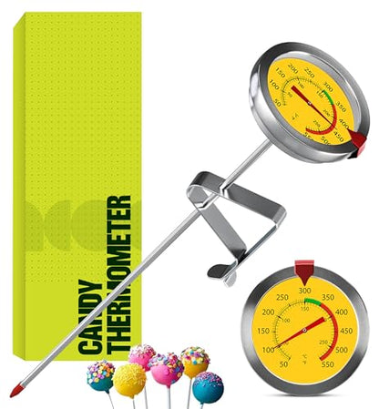 CRAFT911 Candy Thermometer with Pot Clip - Deep Fry Oil Thermometer for Frying and Candle Making (Yellow) - color: Yellow