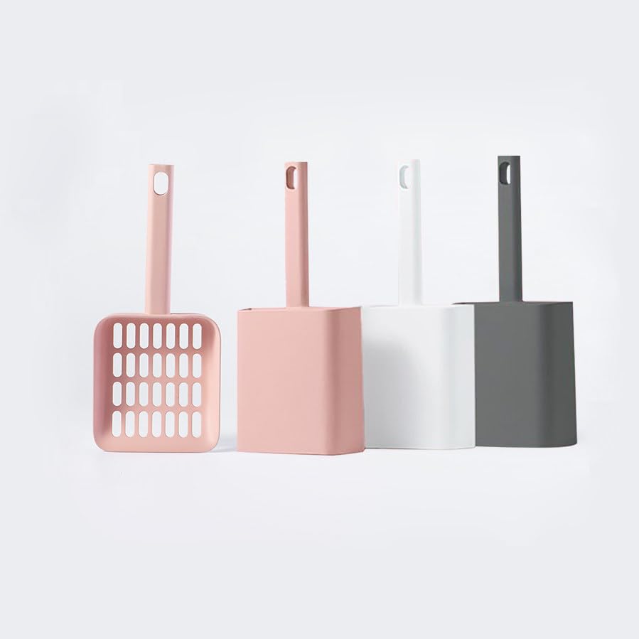 2 in 1 Cat Litter Scoop with Holder Stand Cat Stuff Cat Scooper for Litter Box Cat Accessories Cat Supplies Kitty Pink - color: L-Pink