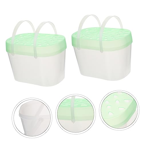 HEMOTON 2PCS Portable PET Carrier for Small Animals Plastic Hamster Boxes Turtle Cases Travel Reptile Containers Adjustable Strap - color: Green