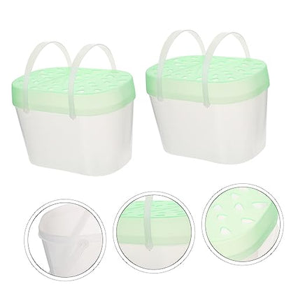 HEMOTON 2PCS Portable PET Carrier for Small Animals Plastic Hamster Boxes Turtle Cases Travel Reptile Containers Adjustable Strap - color: Green
