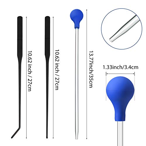 Weewooday 3 Pcs Axolotl Tank Accessories, Tweezers Syringe for Aquarium | Long Tweezer, Acrylic Coral Feeder Tube, Aquarium Tongs, Feeding Tweezers for Fish Snake Lizard Spider