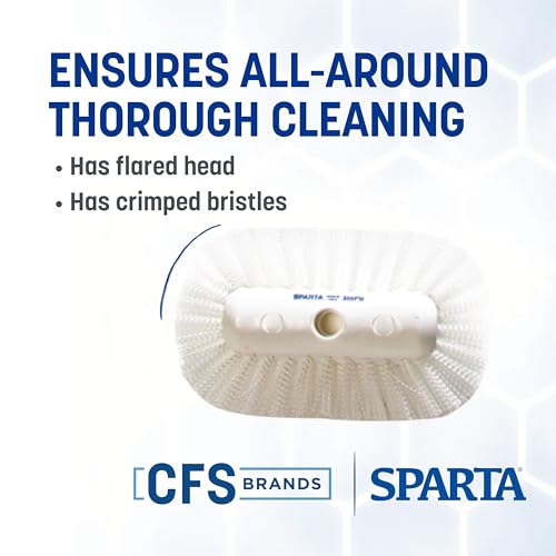 SPARTA 5-1/2" Tank and Kettle Scrub Brush Head Heavy-Duty Tile Brush, Handle Compatible (Sold Separately) for Access in Spacious Containers, Nylon Bristle, 9.5 x 5.5 x 4 Inches, White - size: 9.5 Inches