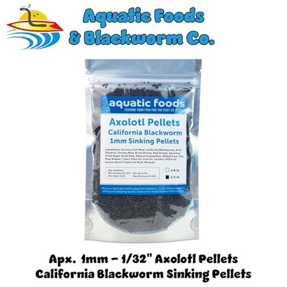 Axolotl Blackworm Pellets. 1mm-1/32 Sinking California Blackworm Micro Pellets for Baby Axolotl, Frogs, Shrimp, Salamanders, Newts, Snails…1/4-lb Pouch Bag - size: 4 Ounce (Pack of 1)