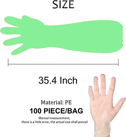100 Pcs Field Dressing Gloves - Extra Long Disposable Deer Hunting Kit for Gutting and Field Dressing - color: Green