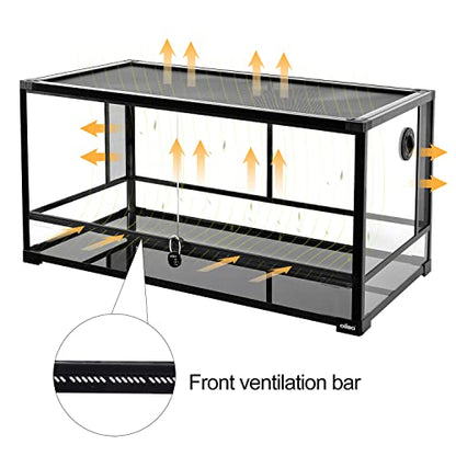 Glass Reptile Terrarium, 40"x20"x20" Bearded Dragon Tank with One-Hand Opening Front Hinge Doors, Top and Front Ventilation, Reptile Habitat for Bearded Dragon Ball Python Snake Gecko Knock-Down - style: 40"x20"x20"(70 Gal)