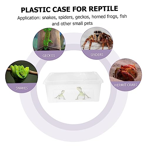 Toddmomy 1Pc Plastic Transparent Feeding Box for Reptiles Durable Container for Snakes Geckos Tortoises and Pets for Transport and Habitat White