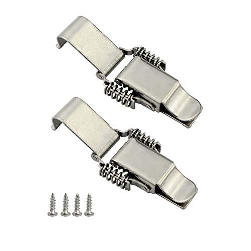 NRC&XRC Stainless Steel All in one Double Spring Locking Latch hasps Chest Toggle Catch Clasp Furniture Hardware Accessories w/Screws (2, S) - size: Small