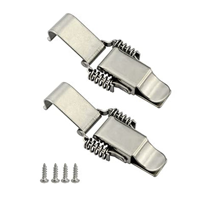NRC&XRC Stainless Steel Rustic Industrial Double Spring Locking Latch Hasp Chest Toggle Catch Clasp Furniture Hardware Accessories w/Screws (2, M) - size: Medium