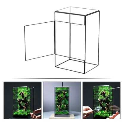 BESTonZON Handcrafted Geometric Glass Terrarium for Succulent Plants Indoor Micro Landscape Planter Box with Moss Ecological Holder Mini Rainforest Ecosystem for Living Room Tabletop Decor