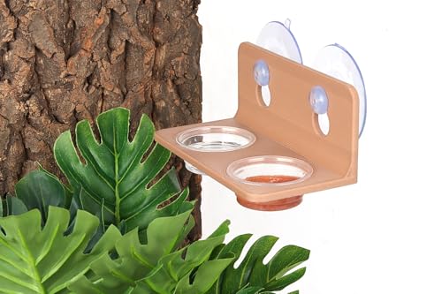 Crested Gecko Feeding Ledge with 10PCS Gecko Food Dish - Wooden - color: Wooden