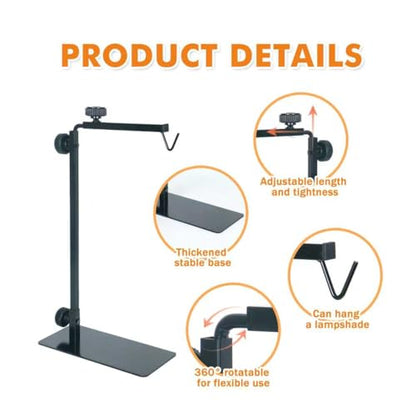 Adjustable 13-29 inch Metal Reptile Lamp Stand – Versatile Floor Light Holder for Terrarium Heat Lamps & Dome Shades, Perfect for Glass Reptile Enclosures & Heating Bulbs.