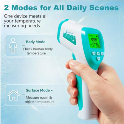 No-Touch Medical Grade Forehead Thermometer, Blue | For Adults, Kids, and Infants, Digital Temporal Touchless, LCD Display - color: Green White