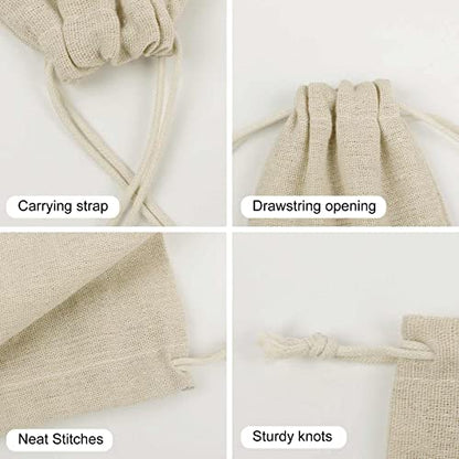 NLLZZ 8 Pack Snake Linen Burlap Bag with Drawstring for Party | 5x7 Inch Small Natural Jewelry Pouch, Reusable Produce Sachet Bag for Tea Herb Coffee, Gift Wrap for Wedding Christmas