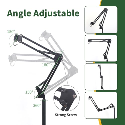 Reptile Lamp Stand, Adjustable Heat Lamp Holder, Floor Light Holder Lamp Hanging Bracket, Black Metal, for Reptile Glass Terrarium Bearded Dragon Turtles Snake and Chicks