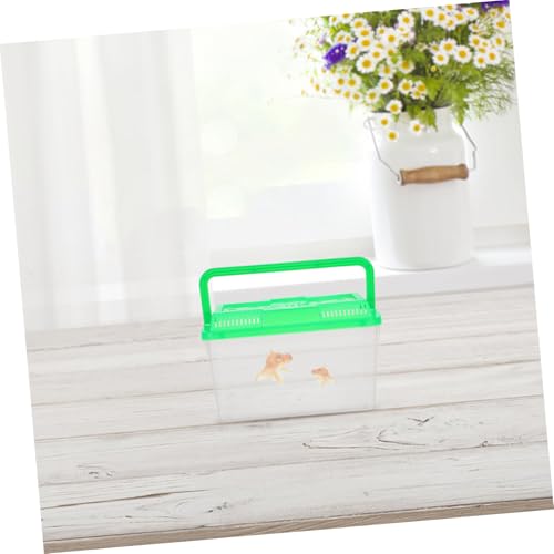 Abaodam 4Pcs Mini Transparent Fish Tank Carrier with Handle Portable Pet Breeding Box for Fish Turtles and Small Reptiles Aquarium Container with Bright Color Lid for Easy Observation