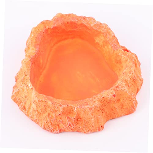 Abaodam Crawling Food Dish for Reptiles Skid Feeding Bowl with Thick Design for Easy Access Lizard Feeder and Water Storage Container for Pets Orange