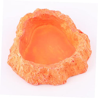 Abaodam Crawling Food Dish for Reptiles Skid Feeding Bowl with Thick Design for Easy Access Lizard Feeder and Water Storage Container for Pets Orange