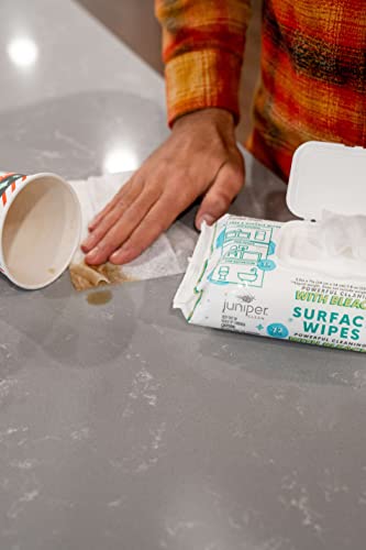 Juniper CLEAN 1 Pack Surface Wipes with Bleach, All-Purpose Cleaner for Bathroom, Kitchen, Office, 72 Count Soft Flow, Fresh Scent, Lint Free & Durable - size: 72 Count (Pack of 1)