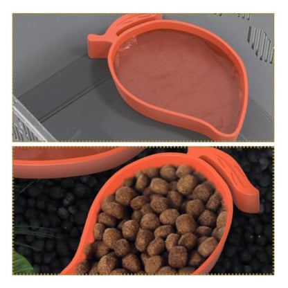 ORFOFE Escapeproof Reptile Food and Water Bowl for Leopard Gecko and Horned Frog, Abs Plastic Feeding Dish Convenient Feeding Design for Reptiles and Amphibians