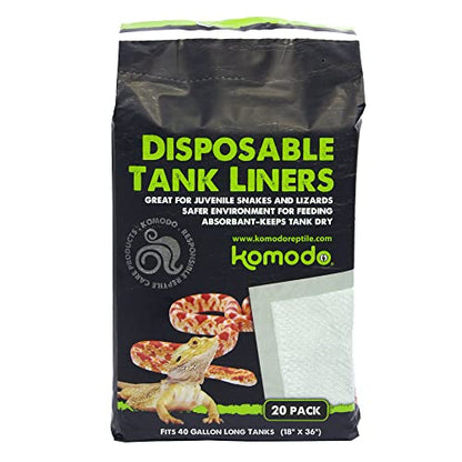 Komodo Reptile Terrarium Repti-Pads 18" X 36" Disposable Tank Liners | Absorbant - Keeps Tank Dry | Fits 40 Gallon Aquarium Habitat, 20 Pack - size: 40 Gallon Tank(36" x 16")