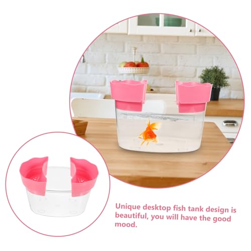 Small Plastic Fish Tank Clear Aquarium for Betta Turtles Reptiles Stylish Desktop Aquarium for Home Office Garden Decor Fish Supplies