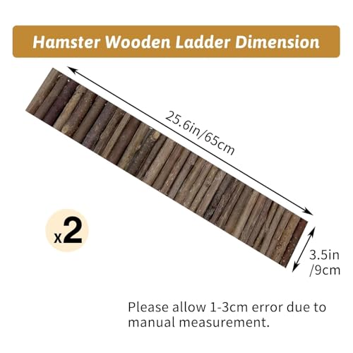 Hamiledyi 2PCS Hamster Bridge Long Wood Dwarf Hamster Climbing Ladder 25.6×3.5IN Small Animals Cage Accessories for Syrian Gerbils Mice Rat Sugar Glider Wooden Hideout Toy - size: 25.6" × 3.5" (2 pcs)