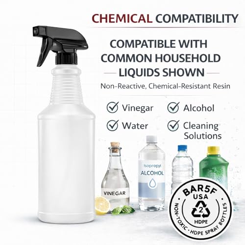 Bar5F 24 oz Spray Bottle Fine Mist and Spray- BPA-Free, Multipurpose | B5F Bottle System, Perfect for Light Cleaning, Gardening, Hydrogen Peroxide, Rubbing Alcohol, Leak-Proof, USA - style: Black (2-Pack) 24-Ounce