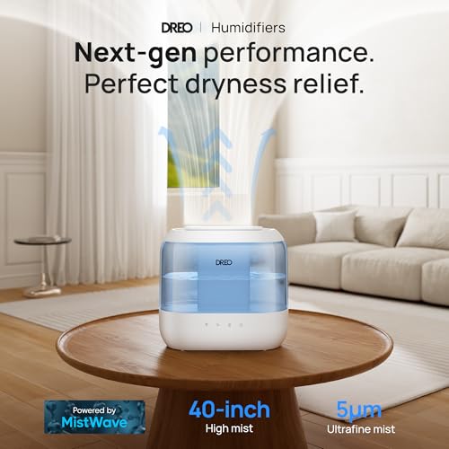 DREO 4L Humidifiers for Bedroom, 36H Runtime, 28 dB Quiet, HM311, Blue | Easy to Refill & Clean, BPA-Free, Nightlight, Supersized Air Humidifiers for Large Room, Baby Nurseries, Plants, Indoor | Easy to Refill & Clean, BPA-Free, Nightlight, Supersized Air
