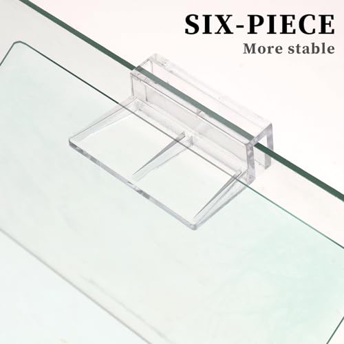 Sliverdew 6 PCS Aquarium Lid Clips, 6mm Clear Acrylic Fish Tank Lid Holder Aquarium Cover Support Clamps for Rimless Aquarium Glass Top, Plastic Fish Tank Cover, Aquarium Hoods - size: for 6mm thickness
