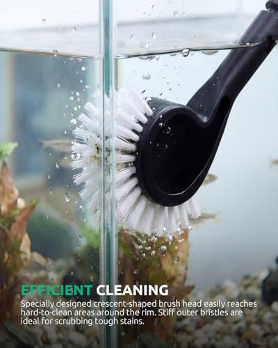 Aquarium Algae Scraper Small Fish Tank Cleaner for Glass Algae Scrubber Set | 5in1 Aquariums Cleaning kit with Seaweed Scraper, Flat Sponge, Fish Net, Clean Brush, Tube Brush for Freshwater turtle Tanks