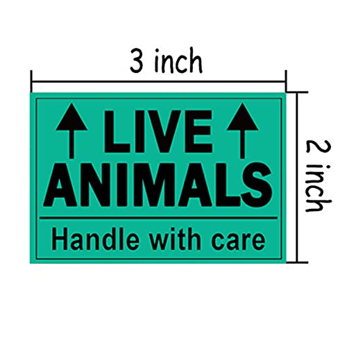 Remarkable Live Animals Please Handle with Care Stickers,2 X 3 Inch Fluorescent Fragile Shipping Label Stickers for Shipping and Packing (250 Adhesive Labels)
