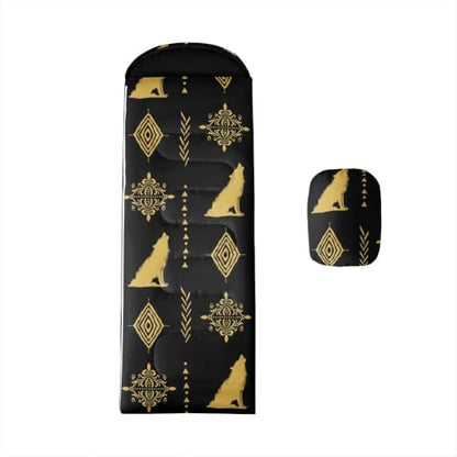 Erosebridal Sugar Skull Kids Sleeping Bag Southwestern Aztec Western Camping Blanket for Hiking Travel Hunting Sleep Bag - color: Black Yellow Gold 18