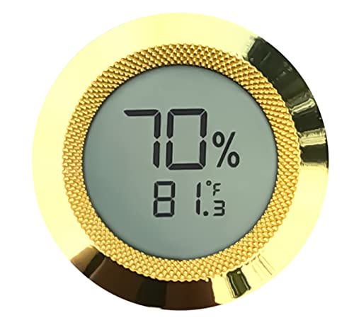 Round 2" Digital Hygrometer Thermometer for Cigar Humidors - Gold - 1 Piece - color: Gold, size: 1 Piece