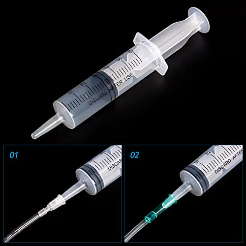 60ml/cc Syringes with Tube 40 Inch Handy Plastic Tubing and Adapter Tip | for Liquid, Refilling Measuring, Dispensing Watering, Plant Irrigation, Feeding Pets, Oil or Glue Applicator - size: 60ML/CC