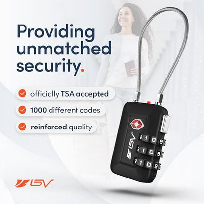 TSA Accepted Luggage Travel Lock, Set-Your-Own Combination Lock for School Gym Locker, Luggage Suitcase Baggage Locks, Filing Cabinets, Toolbox, Case (Black, 2 Pack) - color: Black 2-Pack