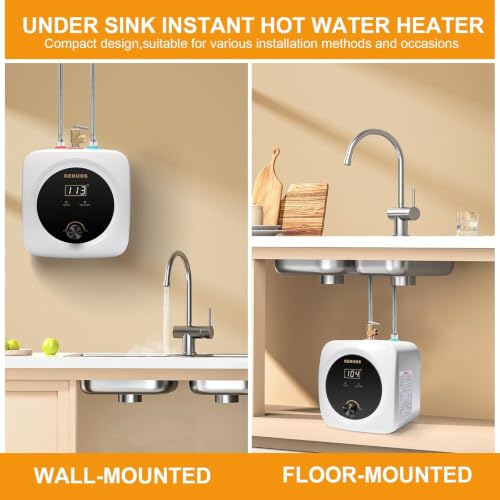 Mini Tank Water Heater 2.5 Gallon Under Sink Hot Water Heater | LED Display; T&P Safety Relief Valve; 3-Way Diverter; 110V 120V 1500W; Compact Mini Design; For Kitchen, Apartment,Bathroom - color: White