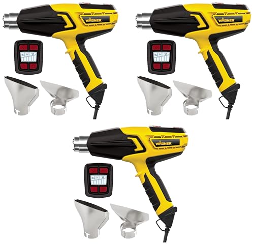 Wagner Spraytech 0503063 FURNO 500 Variable Temp Heat Gun, 2 Nozzles & 12 Temperature Settings Ranging 150°F-1200°F, Electric Heat Gun for Paint Removal, Bending PVC, Crafts and More (Pack of 3) - size: FURNO 500 (Pack of 3)