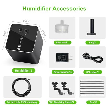 Reptile mister, WiFi reptile humidifier withAPP control, automatic mister for reptile tank,terrarium, adjustable 360° nozzle, self-priming pump, easy to use