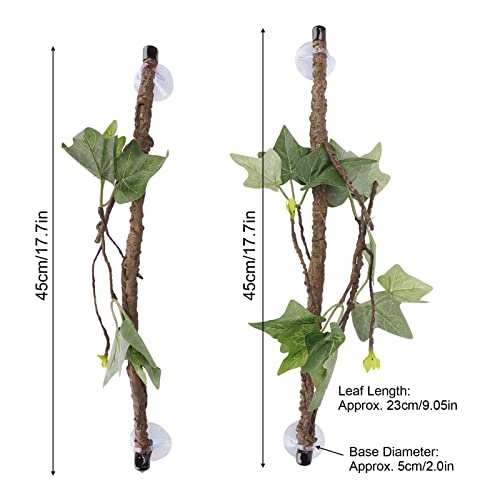 Tyenaza Reptile Corner Branch, Reptile Vines, Terrarium Plant Decoration with Suction Cups, for Amphibian Lizard Snake Climbing